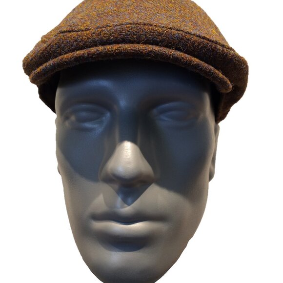 Hartside HS14 Scottish Highland Harris Tweed® Flat Cap in BROWN MIX -PICK SIZE - Picture 2 of 9